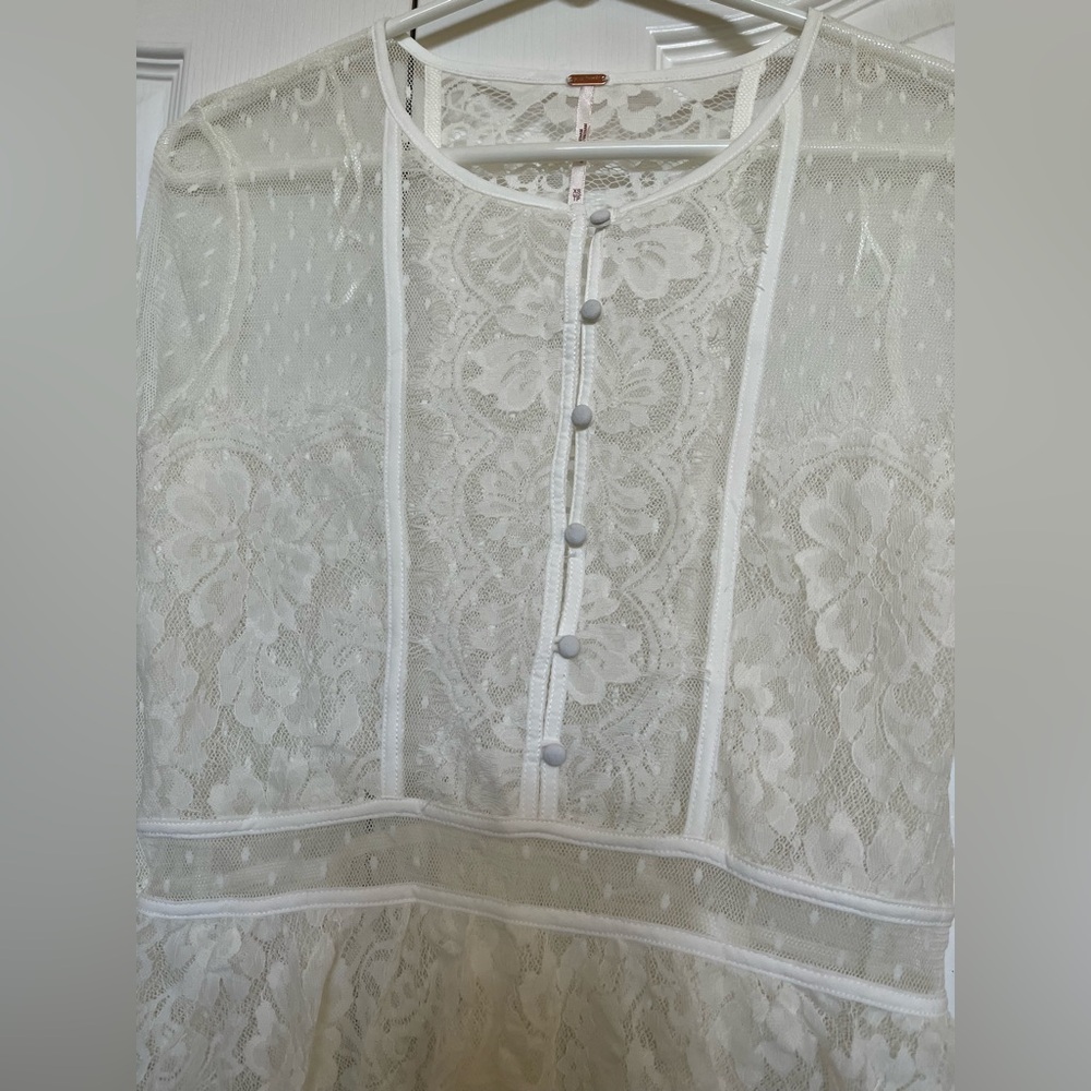 Free People White Lace Long Sleeve Top - Picture 4 of 8